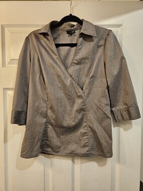 East 5th Gray Wrap-Style Blouse